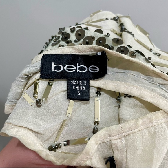 Vintage Bebe Y2K Beaded Sequin Silk Tank Top Size Small - Picture 5 of 8